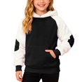 thumbnail image 2 of Boys Girls Christmas Hoodie Fall Winter Long Sleeve Color Block Fuzzy Hooded Sweatshirt Pullover Tops with Pockets 2-15 Years, 2 of 8