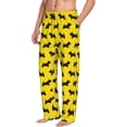 thumbnail image 3 of Mens Pajama Pants - Soft Sleep & Lounge Pants for Men, Cute black Dog yellow Cuteness Casual PJ Bottoms Pants with Pockets, 3 of 5