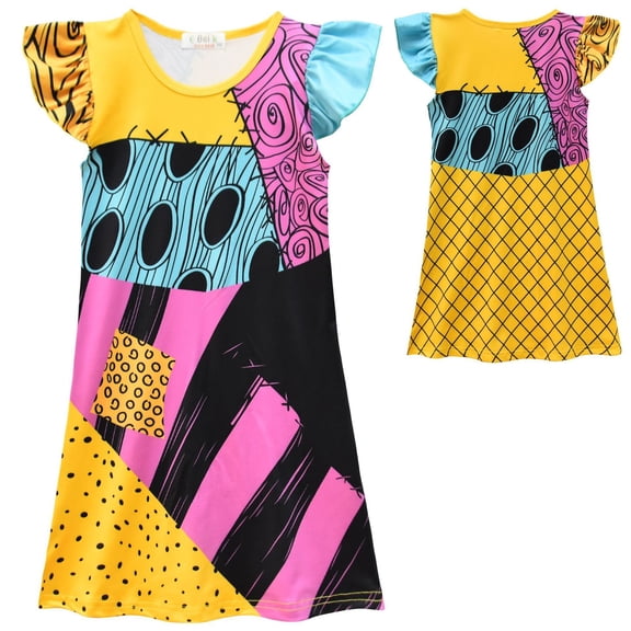 Yellow Cartoon Nightgown Pajamas Dress for Age 3-8 Years