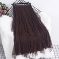 thumbnail image 3 of STETMN Women's Maxi Tulle Skirts Ruffle Flowy Hem Skirt Elastic Waist Tiered Swing Elegant Skirt, 3 of 6