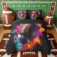 thumbnail image 3 of Erosebridal Colorful Fire Football Twin Bedding Sets, Sport Bedding Comforter Set for Boys and Men, Black Reversible 7 Pieces, 3 of 6