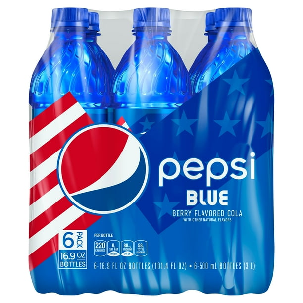 Pepsi Cola Blue Berry Flavored Soda Pop 16 9 Oz 6 Pack Bottles Walmart Com