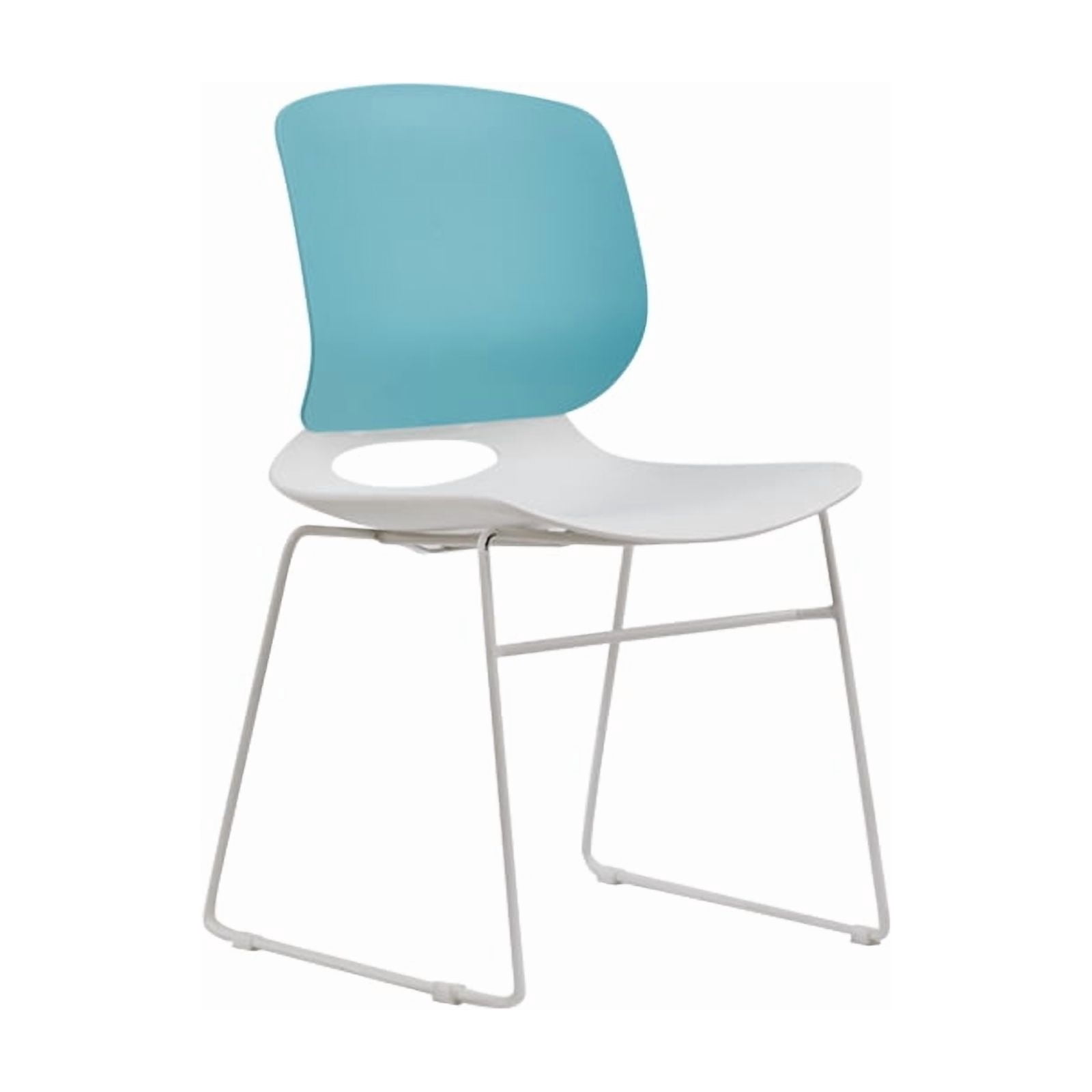 Office Chairs, Stackable Chairs Set of 4 with Polypropylene Seat and Fiberglass Back, Ergonomic Desk Chairs for Home Office, 34.5 Inch White and Blue