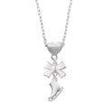 thumbnail image 1 of Delight Jewelry Silvertone 3-D White Ice Skate White Bow Heart Necklace, 1 of 4