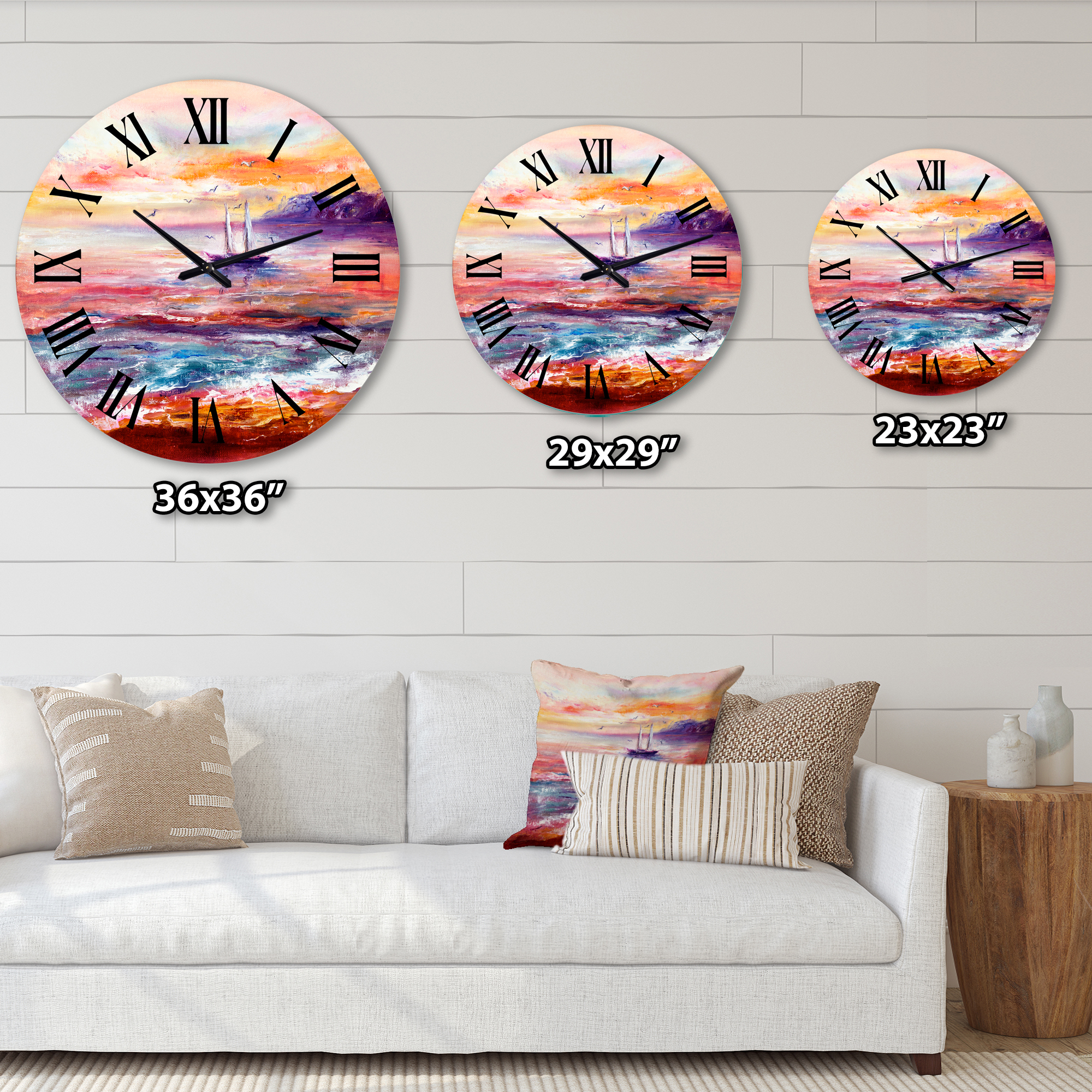 Designart 1 in Quartz Coastal Wall Clock