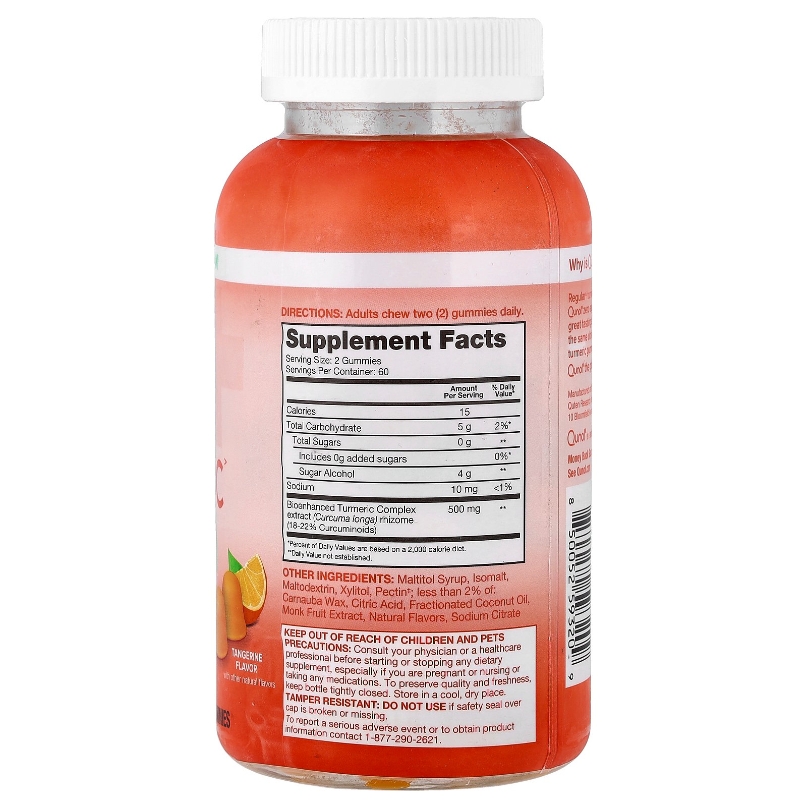 thumbnail image 4 of Qunol Turmeric Gummies, Tangerine, Zero Sugar, 120 Gummies (250 mg per Gummy), 4 of 4