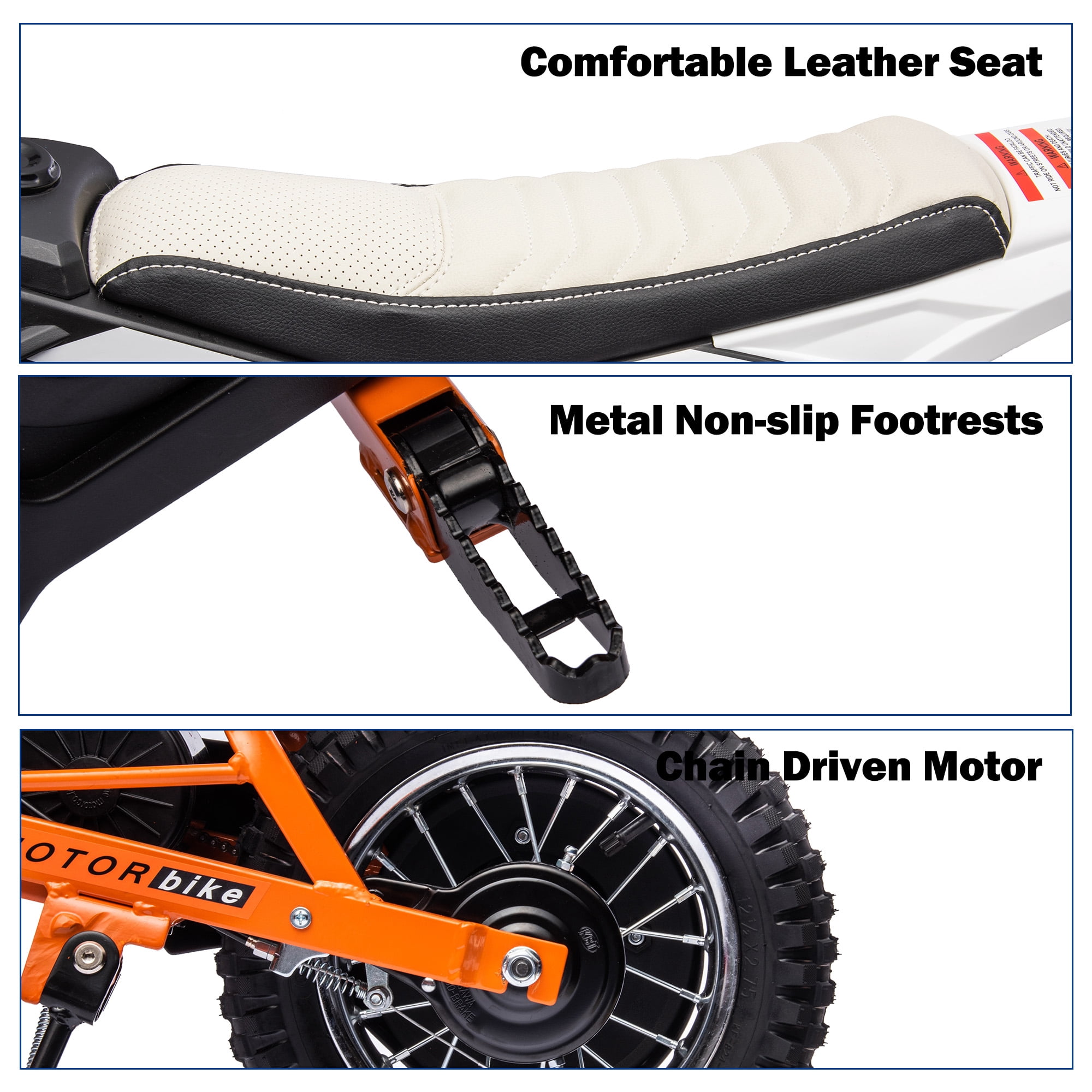 NEECHIPRO Electric Dirt Bike, 24V Electric Motorcycle Ride on Bicycle for Teens 13+,250W 13mph Max Speed,White