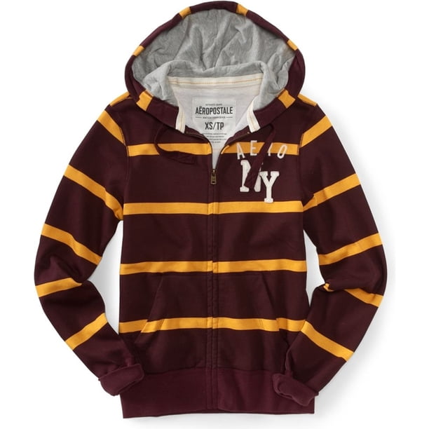 Aeropostale - Sudadera con capucha y cremallera completa para hombre, color rojo, XS