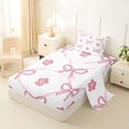 thumbnail image 2 of Erosebridal Kids Cartoon Flowers Bowknot Twin Sheet Sets 3pcs,Girls Teens Geometric Plaid Bedding,Lightweight Room Decor, 2 of 5