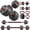 Black, variant on 66LB Adjustable Dumbbell Set, 4-in-1 Convertible Weights Plates Free Weight Kit with Barbell Kettlebell Push-Up Stands for Home Gym Fitness Strength Training, Black