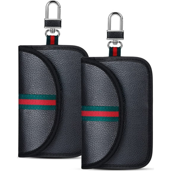 Faraday Pouch for Car Keys, 2 Pack Car Key Signal Blocking Pouch, Keyless Entry Car Keys Pouch, RFID Anti-Theft Faraday Bag for Car Security, Car Gifts Set (Black 2 Pack)