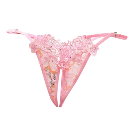 Women s Crotchless Underwear Cheeky Panties for Women One Size Lingerie for Women Crotchless Red Floral Lace Briefs