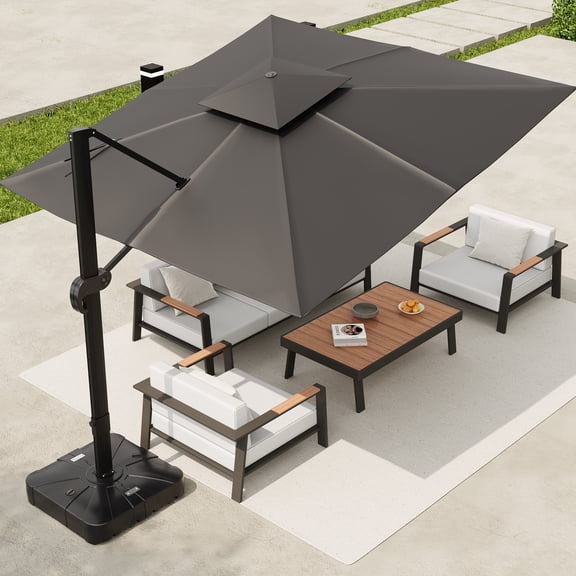 Heavy Duty 10x10ft Square Cantilever Umbrella, 360° Rotatable Aluminum Patio Umbrella for Garden Pool