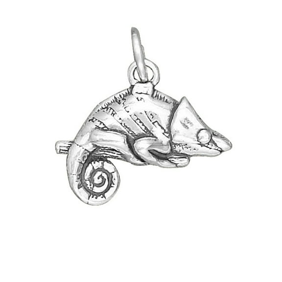 Sterling Silver 16" 1.2mm Box Chain 3D Chameleon Lizard Pendant Necklace On Branch