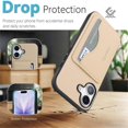 thumbnail image 5 of For Apple iPhone 16 Plus Wallet Case Ultra-Slim Profile Vintage Leather Texture, Wallet For Women Men Card Holder Magnetic Clasp Kickstand Folio Case,Khaki,For iPhone 16 Plus, 5 of 7