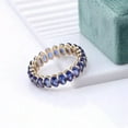 thumbnail image 3 of TAAPSEE JEWELS Oval Cut Lab Created Blue Tanzanite Full Eternity Band Ring Women 14K Rose Gold Plated, 3 of 4