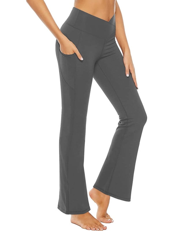 Ladiyo Women's Bootcut Yoga Pants with Pocket Crossover High Waisted