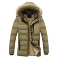 thumbnail image 2 of Brnmxoke Men's Winter Jacket Big and Tall Water Resistant Windproof Fleece Thicken Parka Winter Down Jacket Coat Warm Parka Jacket with Faux Fur Removable Hood Khaki,XXXXL, 2 of 3