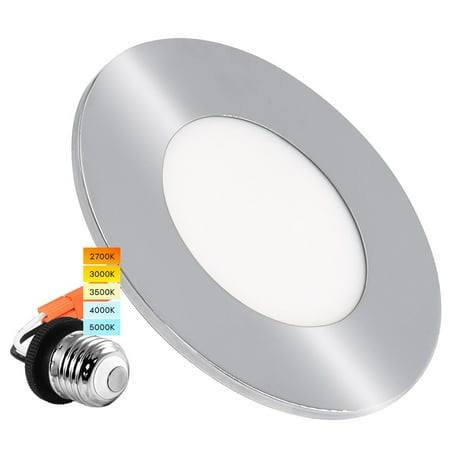 

Luxrite 4 inch LED Recessed Light 5 Color Selectable Magnetic Trim Dimmable 500 LM Wet Rated - Chrome