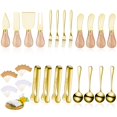 thumbnail image 1 of Juego de charcutería Patelai de Flatware, 20 piezas, asas de madera dorada, 1 of 7