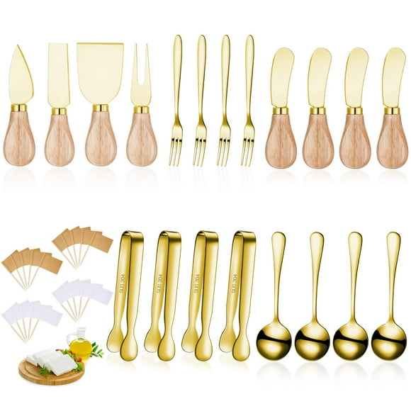 Juego de charcutería Patelai de Flatware, 20 piezas, asas de madera dorada