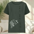 thumbnail image 5 of Gamivast Linen Tops for Women Casual Dressy Short Sleeve Floral Print Side Button Shirts Relaxed Fitting Crew Neck Blouses Summer Boho outfits, 5 of 5
