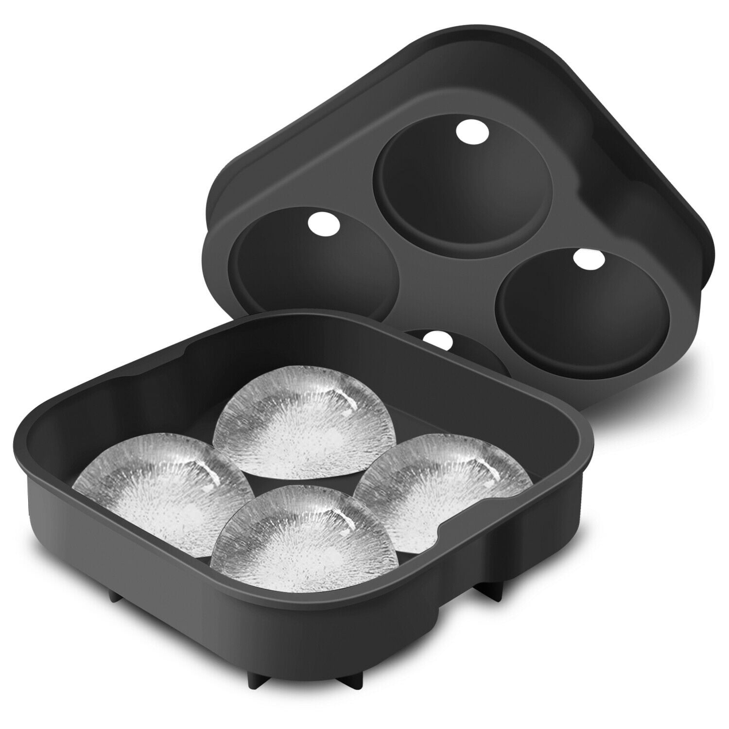 2/" Large Round Silicone Ice Cube Ball Maker Tray Sphere Molds Bar Whiskey+Funnel