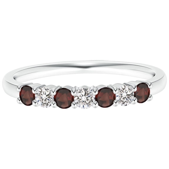 Eternity Round Garnet Gemstone 0.80 Ctw 925 Sterling Silver Women Engagement Ring