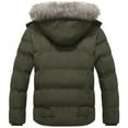 thumbnail image 5 of GGleaf Men's Puffer Coat Thickened Padded Winter Jacket Hooded Parka with Detachable Fur Hood Army Green L, 5 of 7