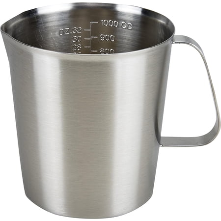 Stainless Steel Measuring Cup Pitcher with Marking with Handle for Milk Froth Latte Art (32OZ/1 Liter)
