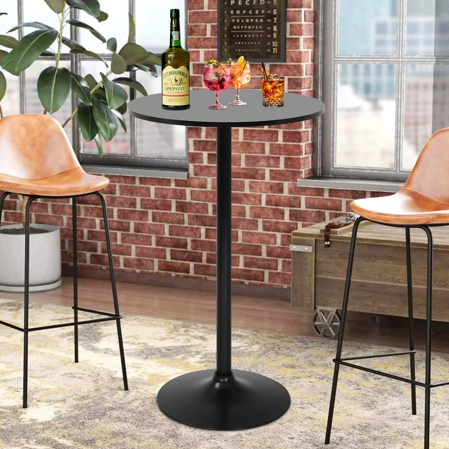 NiamVelo Round Dining Table Anti-Slip with Hydraulic, Black