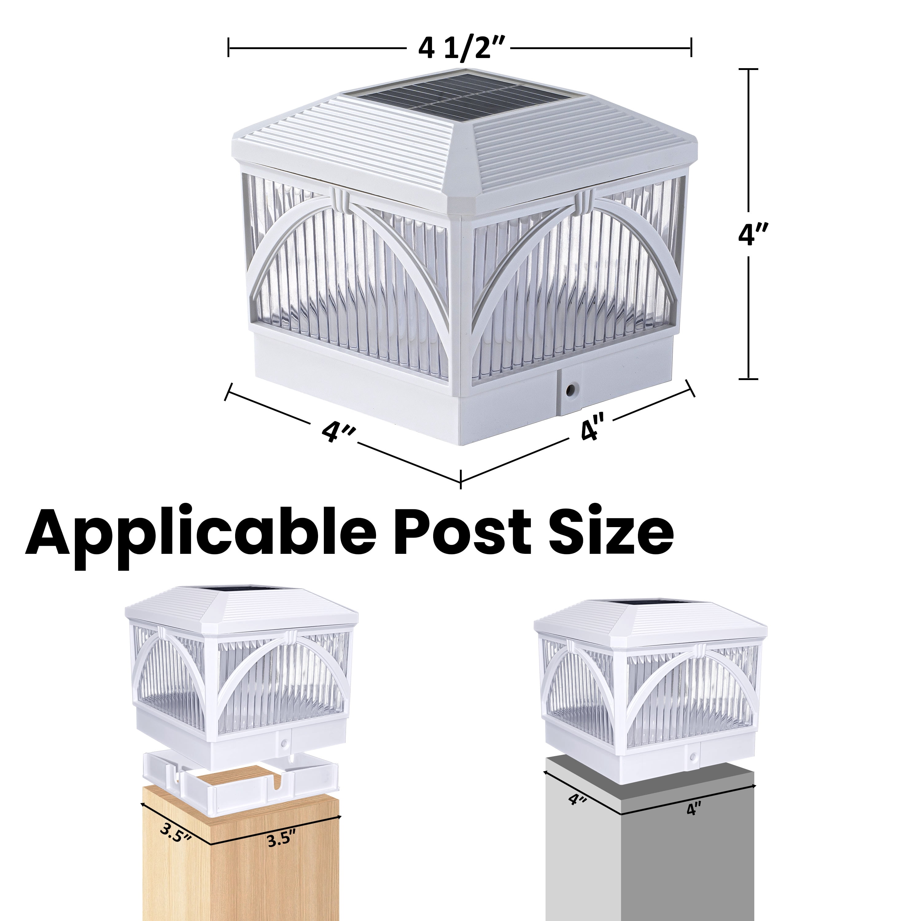 C Cattleya 12-Pack Matte White Solar LED Outdoor Post Cap Lights with Ribbed Lens