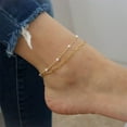 thumbnail image 4 of Wentin Reduced Anklet Fashion Simple Foot Accessories Female Personality Creative Double Handmade Pearl Chain Plus Flat Chain Anklet, 4 of 5