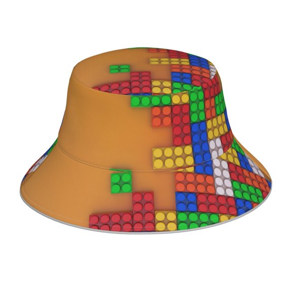 Bingfone Colorful Building Blocks A Bucket Hat for Men Women,Packable Reversible Printed Sun Hats,Fisherman Outdoor Travel Hiking Beach Caps