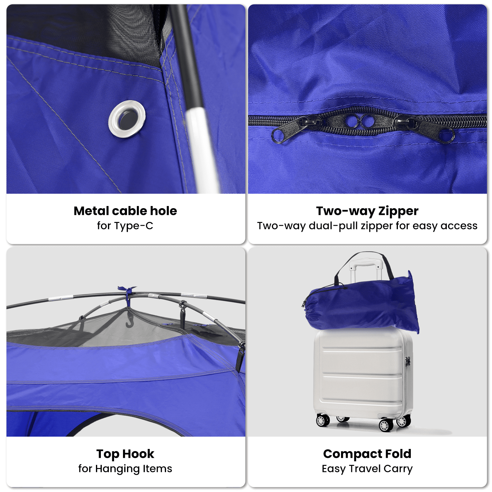 KNOCLOC Twin Bed Tent for Kids Sleeping & Privacy, with Built-in Fan Pocket for Improved Airflow, 70% Light Blocking Sensory Bed Tent for Boys Sleep Independence​, Sleepover,  Roomsharing (Blue)