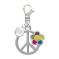thumbnail image 2 of Delight Jewelry Silvertone Large Multicolored Daisy on Peace Sign - Silvertone Clip on Charm with Clear Crystal Drop, 2 of 4