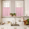 thumbnail image 3 of 3 Piece Kitchen Curtains and Valances Set Pink White Stripes Cafe Curtains 24 Inch Length Simple Geometric Modern Monochrome Valance & Tier Curtain for Living Room Bedroom Window 54"x18"+27"x24"*2, 3 of 6