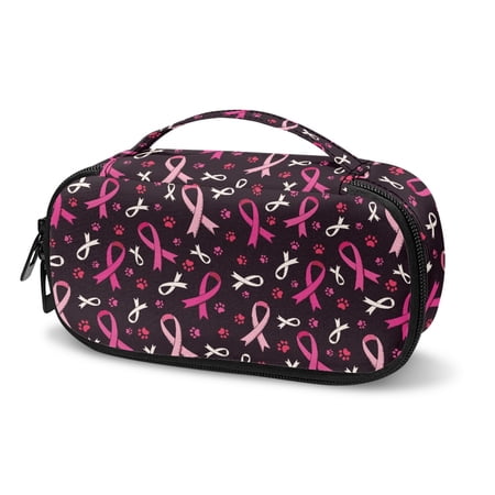 Jiueut Breast Cancer Insulin Storage Bag Pink Ribbon Insulin Bags for Women Storage Zipper Bags for Organizing Small Insulated Bag for Medicine Insulin Pouch with Mesh Pocket
