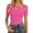 e-88Hot Pink363, variant on FUYUDY Women Tshirts Summer Asymmetrical Hem Fitted Short Sleeve T-Shirt Casual Basic Tee Tops For Daily Wear Trendy Female Solid Color Dailywear