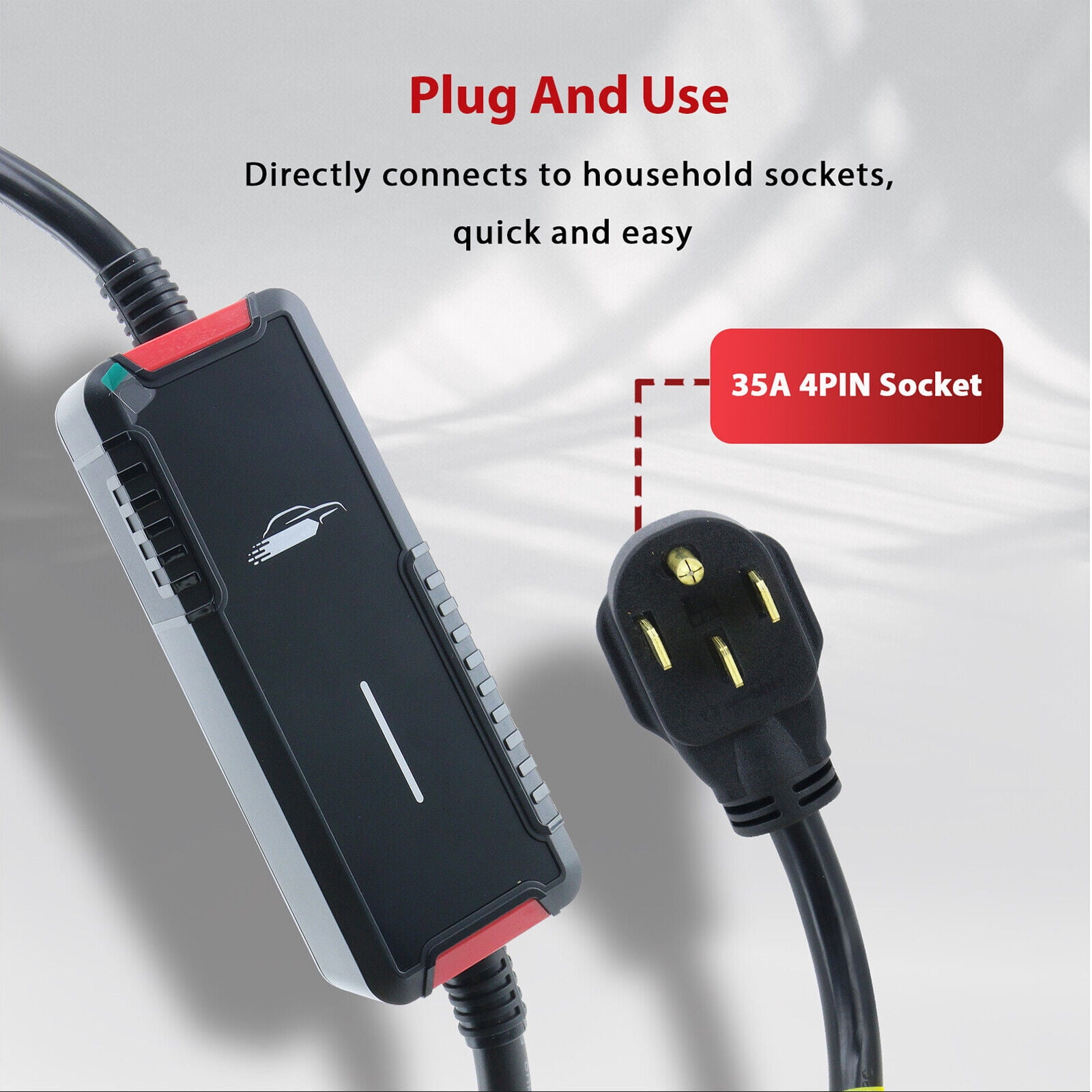Portable 240V Level 2 EV Charger with 20FT Charging Cable and NEMA 14-50 40A 9kw