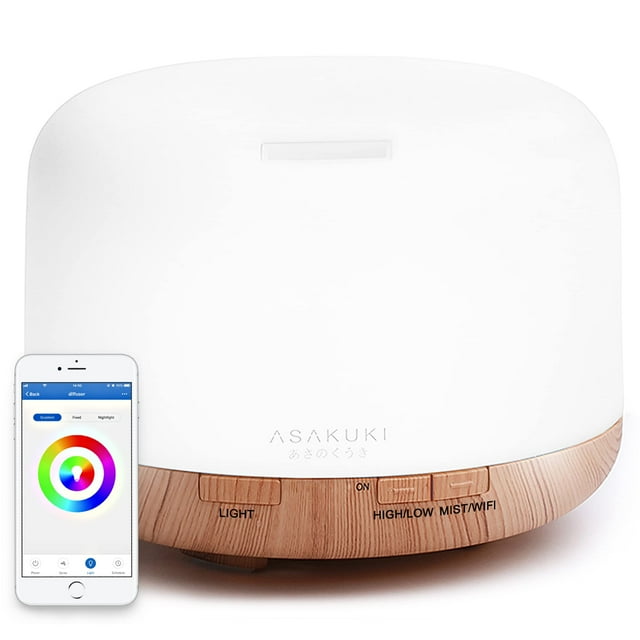 Humidificador de aromaterapia ASAKUKI Smart Wi-Fi 500 ml con Alexa