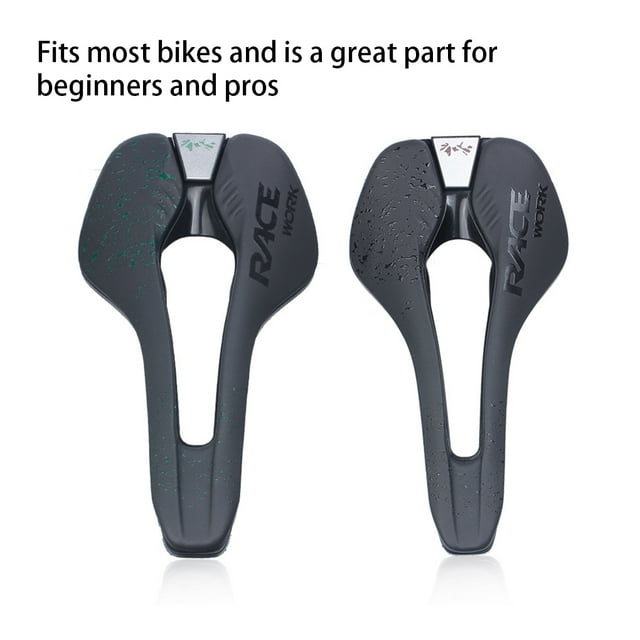 Selle de Vélo RACEWORK PU Extérieur Creuse Respirante en Cuir pour Vélo de Montagne Siège de Vélo de Course Coussin de Réparation de Vélo de Remplacement Vert