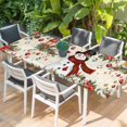 thumbnail image 2 of Christmas Table Cloths for 8 Foot Rectangle Tables, Snowman Xmas Tree Snowflake Winter Bird Poinsettia Patio Waterproof Elastic Fitted Tablecloths, Washable Rectangular Table Cover for Camping, 2 of 8
