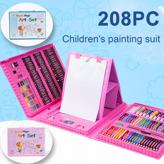 Art Supplies Set 208-Pack Drawing Art Set Kits With Trifold Easel A4 Drawing Pad Crayons Pastels Watercolors Pencils Gift Case For Kidsteens Beginners