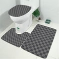 thumbnail image 2 of Dark Gray and Light Gray Checkered Pattern Bathroom Rugs Sets 3 Piece,Toilet Cover Set,Absorbent Non Slip Bathroom Mats Sets with U-Shaped Contour Rug Toilet Rug Set, 2 of 5
