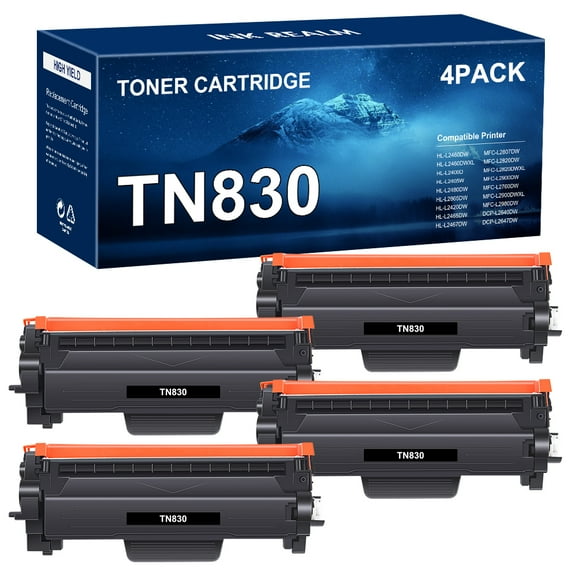 TN830 Toner Cartridge Replacement for Brother TN830XL TN830 TN-830XL Toner for MFC-L2820DW HL-L2460DW DCP-L2640DW HL-L2405W HL-L2400D HL-L2480DW MFC-L2820DWXL Printers, TN830 Black Ink 4PK