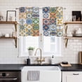 thumbnail image 2 of 2 Panels Kitchen Tier Curtains 39 Inch Length, Vintage Mediterranean Grommets Window Treatment Curtain, Blue and Yellow Tiles Texture Thermal Curtains Drapes for Living Room/Bathroom, 2 of 9