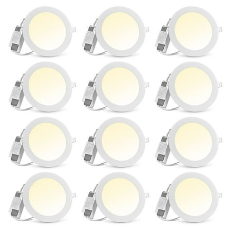 

DELight 6 inch LED Recessed Light Ultra-Thin Canless 3CCT Downlight 12 Pack 960LM Ceiling Panels 12W Eqv 100W