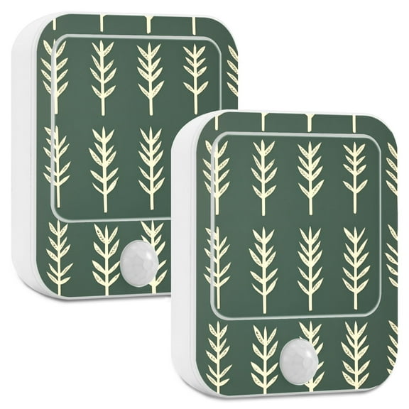 Yayeee LED Night Lights with Motion Detectors Auto Dusk to Dawn Light Sensors, 2 Pack, Dark Green Leaves