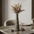 thumbnail image 3 of AeraVida 14" Striped Mango wood Vase, Black, 3 of 5